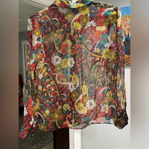 ALICE + OLIVIA Sheer Elouise Blouse - Picture 2 of 3